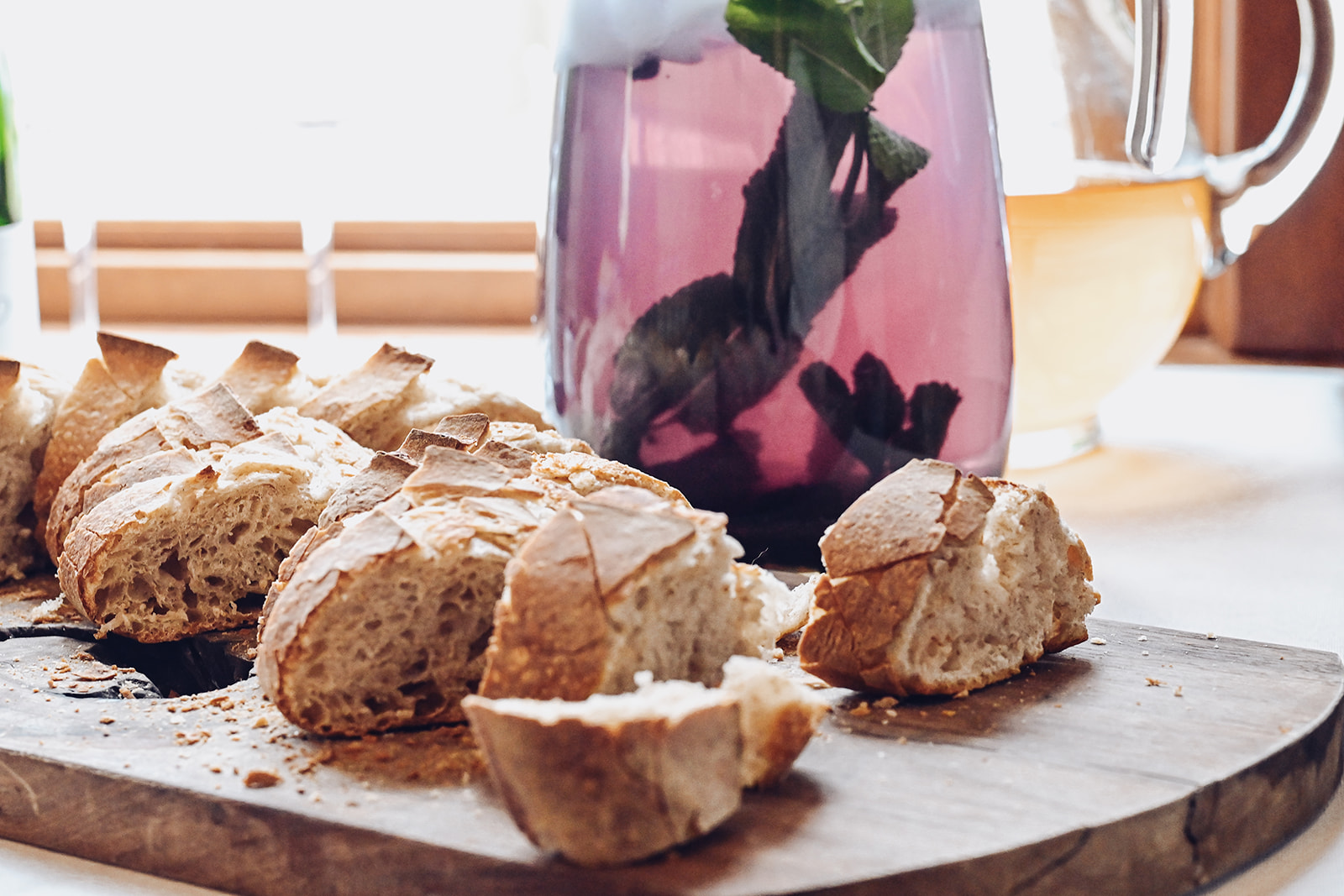 fresh bread cut into slices